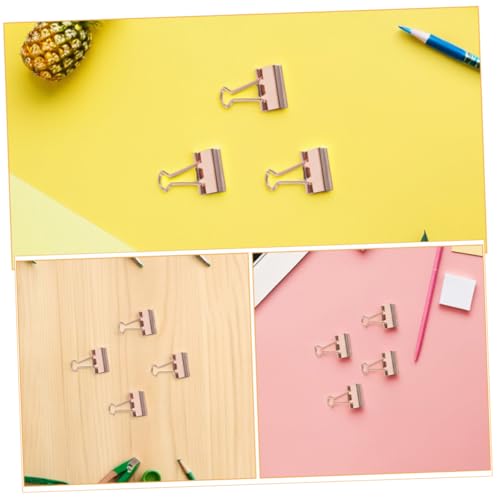 Pinces métalliques or rose pour organisation de documents de bureau - 3
