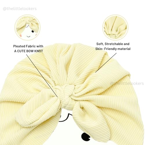 Image of THE LITTLE LOOKERS Turban Cap | Turban Knot Bow Cap | Turban Cap for New Born Kids | Cap for Baby Girl |Cap for Baby Boy | Baby Flower Turban Cap