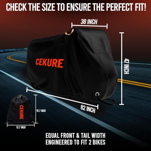 Funda para Bicicleta CEKURE BC-Stationary-23 600D Oxford Impermeable con Cierre de Hebilla Negro para 2-3 Bicicletas Estacionarias miniatura 2
