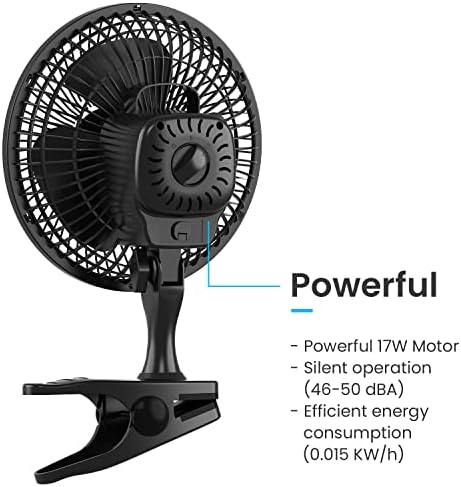 Pro Breeze Professional Mini 6" Clip Fan for Home, Office and Desk, 2 Fan Speeds with Fully Adjustable Fan Head  Black