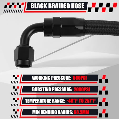 Image of Universal 25Inch AN6 Power Steering Hose Kit Compatible for Chevy C10 LS Swap Connects GM Type 2 Power Steering Pump | Connects GM Type II Power Steering Pump 1950-2000 Power Steering Pump Hose Kit