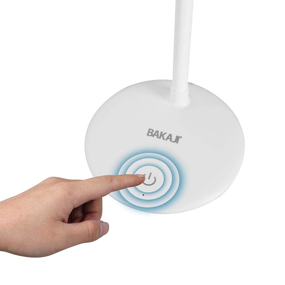 BAKAJI Lampada con Lente D' Ingrandimento 3 Diottrie con Luce Naturale LED 500Lm Accensione Touch e Braccio Flessibile Paralume Regolabile Girevole Batteria Ricaricabile USB per Estetista e Modellismo