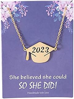 A Necklace for Women 2023 Graduation Pendant Necklace With A Card Gifts For Her 2023 Inspirational Jewelry For Women Girls Class Of 2023 College Student High School College Long Statement Necklace