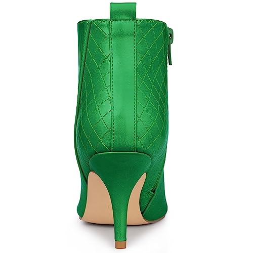 Allegra K Allegra K Women's Pointed Toe Side Zip Stiletto Heel Green Ankle Boots 11 M US