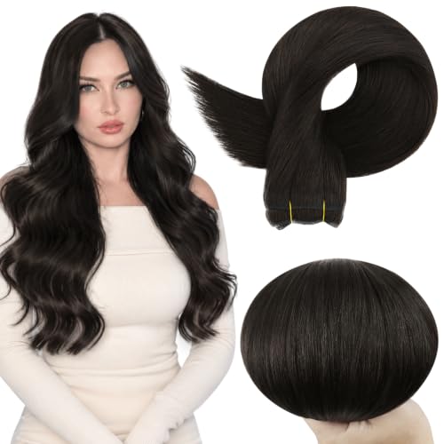 Full Shine Weft Hair Extensions Human Hair Sew In Extensions, Off Black