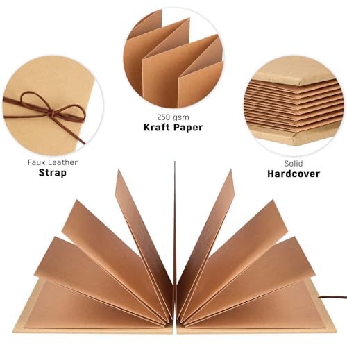 Mauproy 6 x 8 Inch Small Scrapbook Album with Brown Pages, Foldable Photo Album with DIY Accessories Kit, Hardcover Memory Book for Travel Wedding Birthday Anniversary Graduation - Thumbnail 3