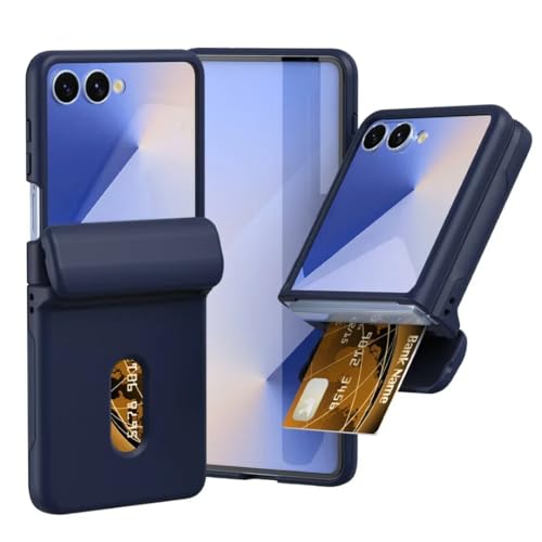 Coque Galaxy Z Flip4 bleu foncé avec porte-cartes et protection de charnière intégrée