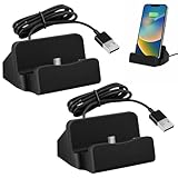 Menibeuty 2pcs USB C Ladestation - Desktop Ladestation mit Ladekabel – Kompakte Handy Ladestation USB C für Galaxy S24 Note 20 Hua Wei P50 et – Schnelles Laden & Datensynchronisation, Schwarz
