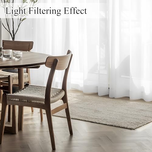 NICETOWN Non-See-Through White Privacy Sheer Curtains 96 inches Long 2 Panels, 52" Wide Grommet Window Curtains Drapes for Living Room Bedroom- Home Decoration Light Filtering Elegant Window Drapes by NICETOWN - Used condition - Image 7