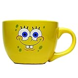 Silver Buffalo SpongeBob Face Ceramic Soup Mug, 24 oz, Yellow