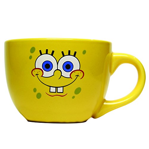 Silver Buffalo SpongeBob Face Ceramic Soup Mug, 24 oz, Yellow
