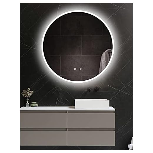 ApeJoy® rund badrumsspegel, ø 80 cm, med belysning och spegeluppvärmning, LED-väggspegel med touch-brytare, ljusspegel varm-/kallvit från 3 000 K till 6 500 K, IP44 (rund 80 cm antidimma) AJ01ps
