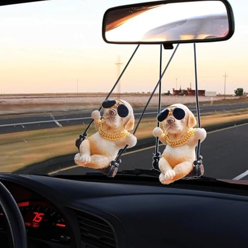 Image of YOURKARTS.COM Cute Labrador Dog Mirror Hanging Ornament - Playful Rearview Swing Accessory for Car, Home & Office | Ideal Gift for Pet & Dog Lovers | car Accessories 2025