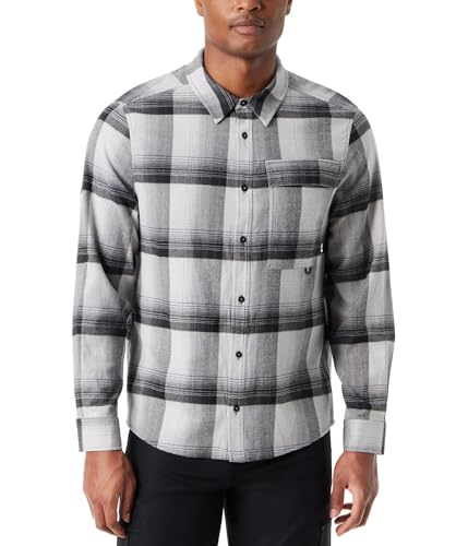 BASS Outdoor Men&rsquo;s Stretch Flannel Button Down Shirt with Collared Neck Standard