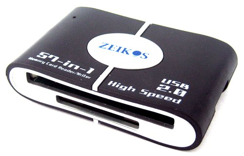 Zeikos ZE-CR201 57-in-1 USB 2.0 Flash Memory Card Reader for SD/SDHC/SDXC/MS/CF, Fast and easy data transfer between cards and PC