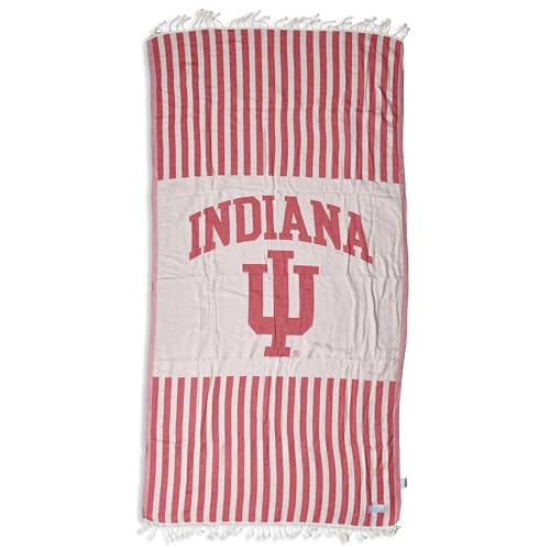 Three Little Anchors Indiana University Turkish Peshtemal Beach Towel – Officially Licensed IU Lightweight Quick-Dry Cotton Towel – Travel, Pool, Beach & Game Day Throw – Soft, Absorbent, Fast-Drying