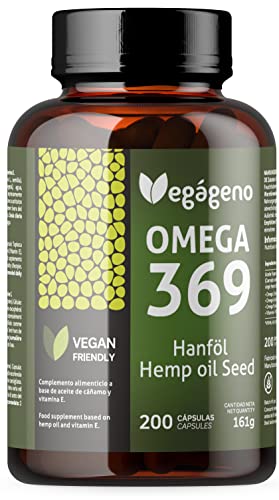 OMEGA 3 6 9 VEGETAL 200 Capsules liquides, Végétalien et Végétarien. Haute Concentration OMEGA. Avec Vitamine E Naturelle. Non OGM, Sans Gluten. Sans Métaux Lourds. Sans Poisson.Seulement Végétal
