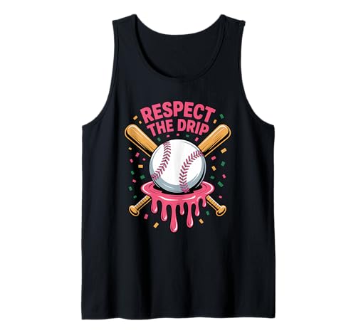 Respect The Drip Baseball Humor Youth Sports Streetwear Tank Top