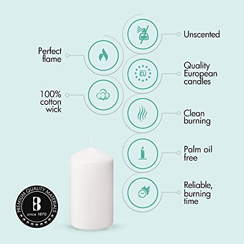 BOLSIUS Set of 20 White Pillar Candles - 2x4 inch Unscented Candle Set - Dripless Clean Burning Smokeless Dinner Candle - Perfect for Wedding Candles, Parties and Special Occasions by BOLSIUS - Image 5