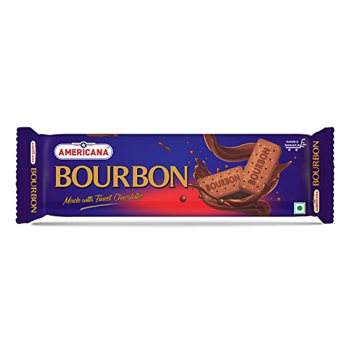 Image of Americana Premium Bourbon Chocolate Sandwich Biscuits, 150g x 8Packets - Rich Creamy Filling, Crispy Cocoa Biscuits, Vegetarian Tea Time Snack Pack Of 24