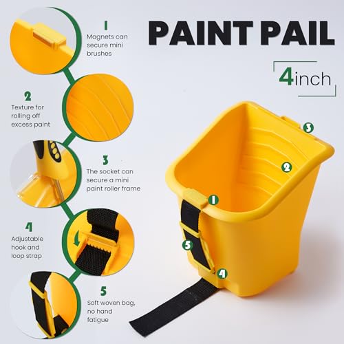 Image of voomey 4 inch Paint Bucket Hand Held, 5 Pack, Paint Cups, Paint Pail Liner, for Touch-ups, Crafts, and Coating Projects