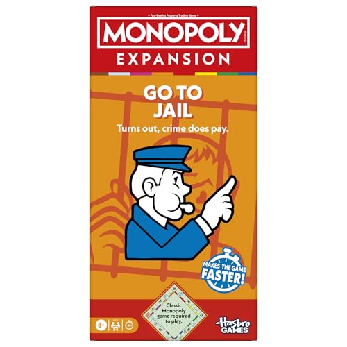 Monopoly Go to Jail Expansion | Add More Fun to Classic Monopoly Game and Play Faster | Ages 8+ | 2-6 Players | 40 Mins. | Family Board Games (English & French) by Hasbro Gaming - Used condition - CA$7.67