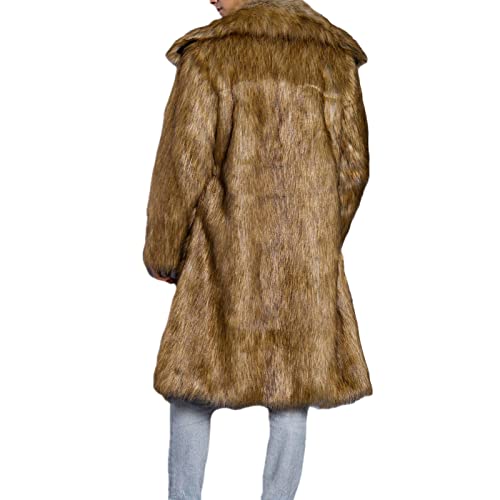 Lisa Colly Men's Fluffy Faux Fur Coat Winter Long Jacket Overcoat Parka Outwear2