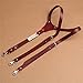 LADUDI Vintage Fashion Red Leather Suspenders For Men Y-Back 3/4 Heavy Duty Hook and Loop Adjustable Mens Braces GZ-11