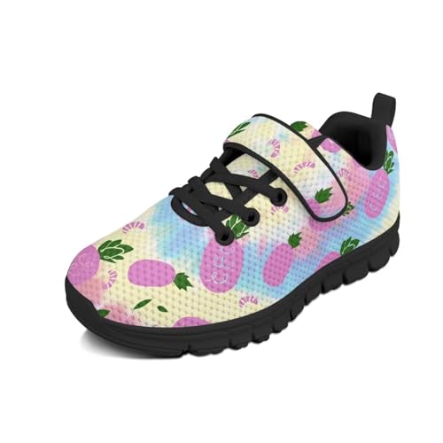 Little Kid Boys Girls Tennis Shoes Kids Slip on Running Sneakers Wide Casual Barefoot Shoes Pineapple Pattern