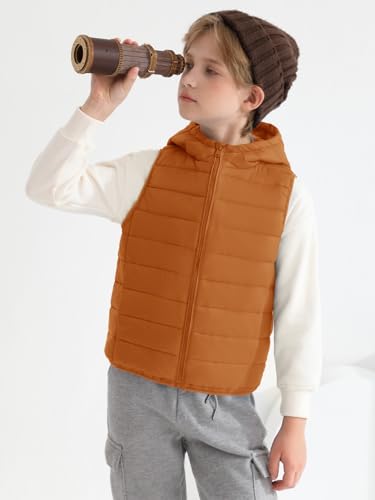 Image of Haloumoning Boys Puffer Vest Kids Sleeveless Zip Up Jackets | Lightweight Puffy Down Jacket with Hood 4-14 Years