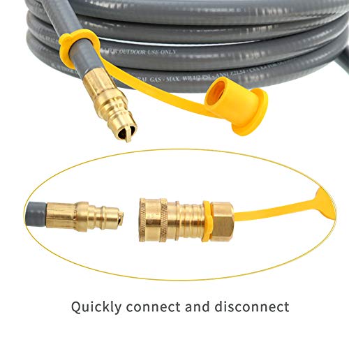 Upgraded 36 Feet 1/2 Inch ID Natural Gas Hose with 3/8 Inch Female Flare by 1/2 Inch Male Flare Adapter, Quick Connect Disconnect, Anti-Cracking for Natural Gas,Propane Equipment