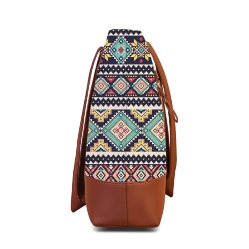 Image of The Purple Tree Handcrafted Women's Tote Bag with Vegan Leather Handles & Indian Prints, Shoulder Tote Bag and Handbag for Office and College (Pack of 1)