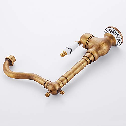Keyohome Küchenarmatur Einhebelmischer Küche und Bad Antik Vintage Mischbatterie Küche Klassisch aus Messing (antik)