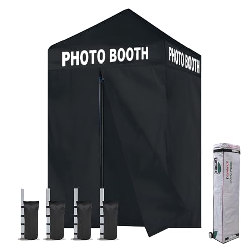 Image of Eurmax USA 5x5 Pop Up Canopy Tent,Commercial Tent with Patented No-Tip Rolling Bag,4 Zippered Removable Walls,UV & Water Resistant Canopy Top,Heavy Duty Outdoor Gazebo,Instant Shelter(Printed Black)