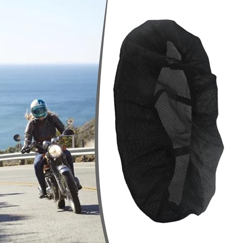Funda de asiento para motocicleta negra con malla transpirable 4