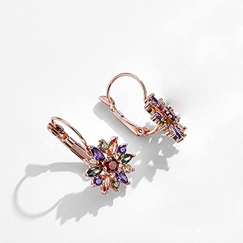 Boucles D'oreilles Dormeuses Rondes - Motif Fleurs Mauves Sur Fond Rose, Fait Main, Neuves