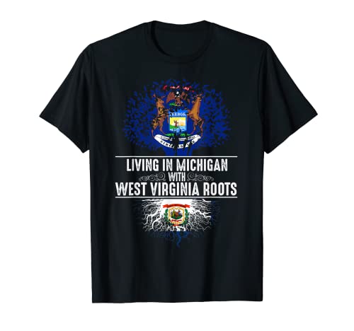 Michigan Home West Virginia Roots State Tree Drapeau T-Shirt