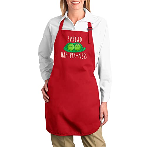 Tablier cuisine rouge anti-taches Spread Hap-pea-ness confortable - 2