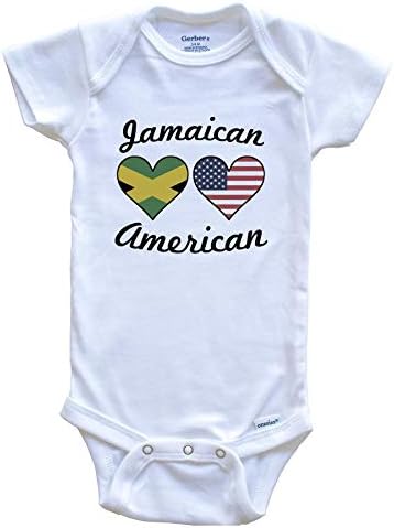 Really Awesome Shirts Jamaican American Flag Hearts Baby Onesie