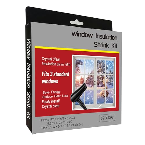 FonsBleaudy Insulating Film Window Kit to Keep Cold Out Window Shrink Film Insulator Kit (3 Windows)