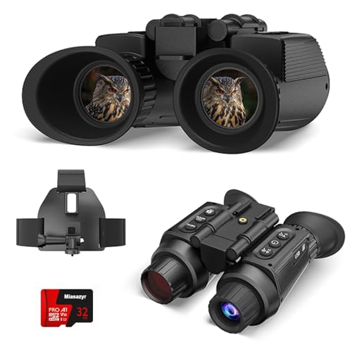 SUZLAZYR Gafas de visión Nocturna 4K, Binoculares Digitales de visión Nocturna por Infrarrojos para Adultos montados en la Cabeza, Zoom Digital de 8X, Incluye Tarjeta de Memoria de 32 GB