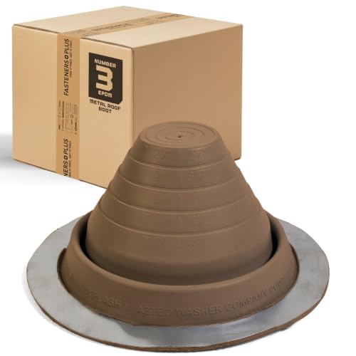 Image of Fasteners Plus #3 Round EPDM Metal Roof Pipe Flashing Boot (Fits 1 /4 inch - 5 inch Pipe OD), Terra Cotta