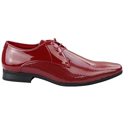 TruClothing.com Zapatos De Hombre Formal Perforado Afilado Con Cordones Negro Rojo Blanco Charol PU, rojo, 45 EU