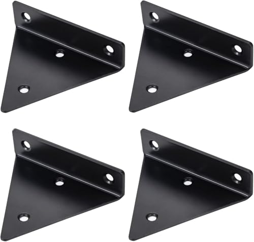 Staffe per Mensole Staffe per Tavolo da Muro Supporto di Metallo per Mensole Pesanti Industriali Gravosi con Vite per Librerie Mensole Cucina Espositive 4 Pezzi Nero