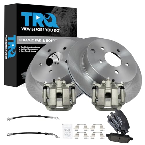 Image of TRQ Rear Brake Pad & Rotor Kit Ceramic Compatible with 2003-2007 Nissan Murano