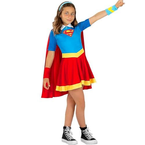 Funidelia | Disfraz de Supergirl Super Hero Girls para niña Kara Zor-El, Superhéroes, DC Comics - Disfraces para niños, accesorios para Fiestas, Carnaval y Halloween - Talla 3-4 años - Rojo