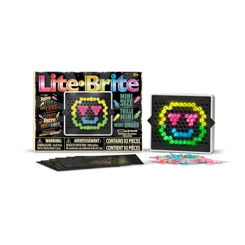 Basic Fun Lite-Brite Mini Modern Edition with 4 Templates & 70 Colourful Pegs Compact Light-Up Art Toy for Creative Play & Travel