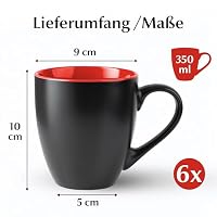 MIAMIO - Kaffeetassen Set 6er (350 ml) - Le Papillon Collection (Rot) – Ansicht 4