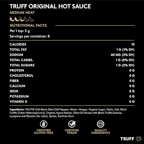 Image of TRUFF Hot Sauce 4-Pack Mini Set, Portable Travel Bottles of Gourmet Hot Sauce, Black Truffle and Chili Peppers, Gift Idea for the Hot Sauce Fans, An Ultra Unique Flavor Experience (1.5 oz, 4 count)