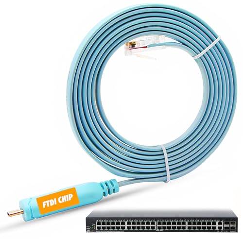 JSM FITNESS USB-C zu RJ45 Konsolenkabel für Cisco 1,8 m – USB Type C Console Cable mit FTDI Chip – Direktes Thunderbolt Kabel für Router, Switches & Firewalls – Kompatibel mit MacBook, Linux & Windows